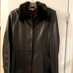 Anne Klein Long Leather Coat
